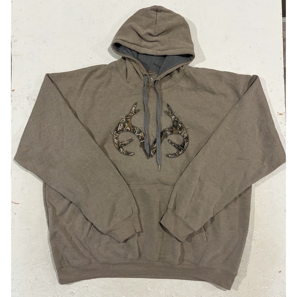 REALTREE Camo Men's Hooded Sweatshirt Size 3XL Beige Hunting Deer‎ Outdoors
